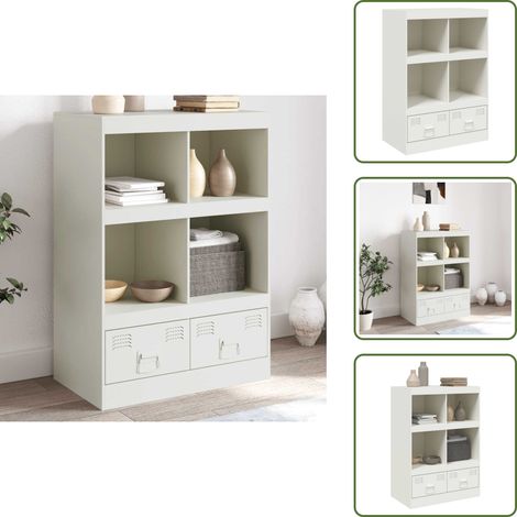 Buffet haut blanc 67x39x95 cm acier - Buffet Design Moderne - Meuble Rangement Salon - Armoire Blanche - Buffet Cuisine - Meuble Entrée (1/5)