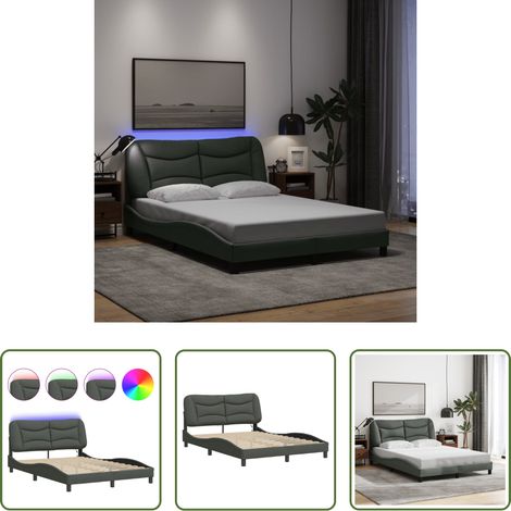 LED-Leuchten - Bettgestell mit LED ohne Matratze "Hvar" Dunkelgrau 140x190 cm Stoff (1/5)