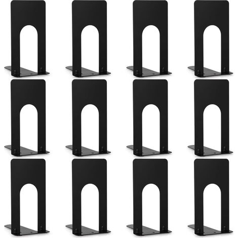6 Paires Serre Livre, Métal Presse Livre Cale Livre Bloc Livre pour Enfants/la Maison/Bureau/Écoles - Noir (69 x 100 x 130 mm) (1/4)