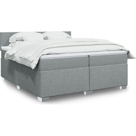 Cama box spring con colchón tela gris claro 200x200 cm vidaXL (1/5)