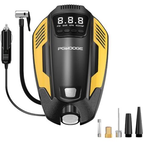 Gonfleur de Pneus Voiture 150 PSI, Compresseur à Air Portatif DC 12V avec Arrêt Automatique, pour SUV, Motos et Ballons, Pompe Pneumatiques LED Light - (1/5)