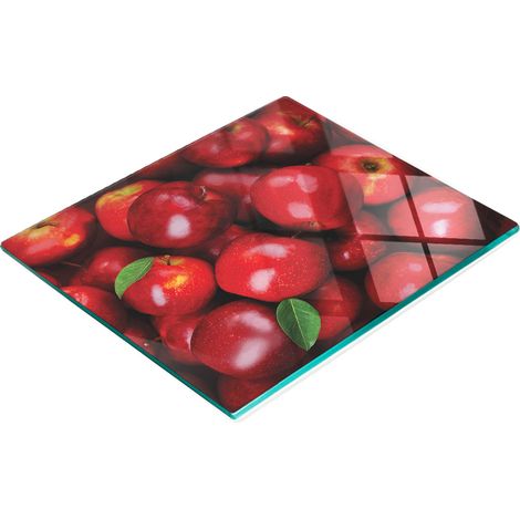 Robustes und stilvolles Küchenbrett aus Glas mit rotem Apfelmuster, 60 x 52 cm (1/5)