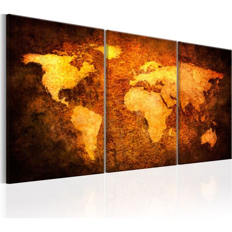 Tableau Imprimé "Carte du Monde Dorée" 40 x 60 cm (1/4)