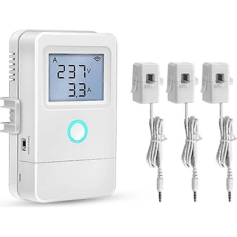 Compteur d'énergie intelligent Tuya Wifi avec écran LCD, surveillance bidirectionnelle de la production et de la consommation d'énergie, et contrôle via une application. (1/5)