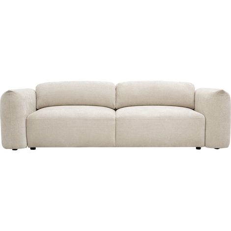 Canapé convertible 4 places avec coffre en tissu velours chenille beige SWELL (1/5)
