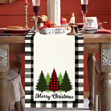 Drape De Table De Noël - En Lin Imprimé Motif Bonhomme De Neige - Pour Restaurant Occidental Ou Décoration Intérieure - 2 Pièces