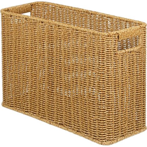 Panier de rangement rustique en plastique tressé avec poignée creuse, fonctionnel pour la cuisine (1/5)