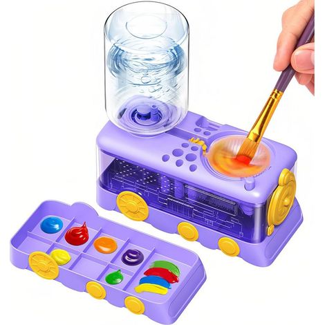 Spülbürste mit Wasserzyklus-Reinigungsgerät – 400-ml-Palette – Einfach zu bedienen für Kinder und Erwachsene, Lila (1/5)