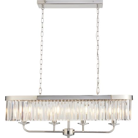 Merano Ascoli Plafonnier suspendu de bar en nickel brillant et verre transparent 4 LED 6 W E14 (1/5)