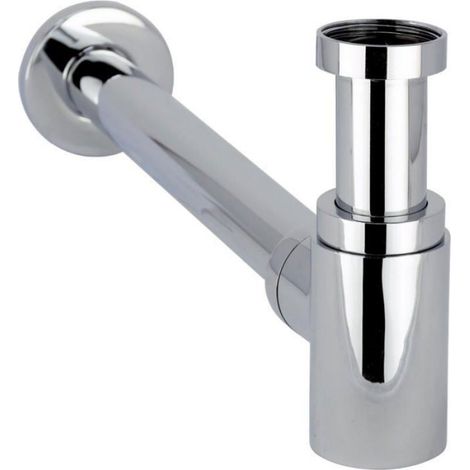 Siphon Lavabo - Laiton Chromé Mat - Sortie Murale 300 mm - Entrée 1 1/4 Pouces - Sortie Ø32 mm - Garde Eau 22 mm - 1 Pièce (1/3)