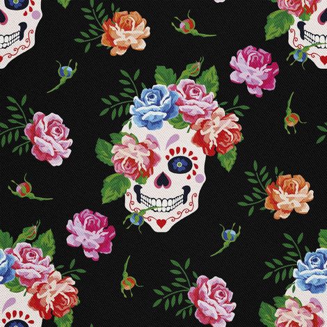 Tela decorativa para exteriores Oxford - Motivo de calavera con rosa I DX507 (1/5)