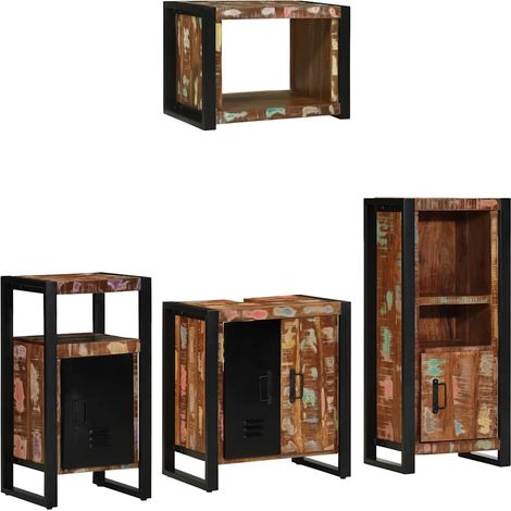 Ensemble de mobilier de salle de bain 4 pcs Bois Recyclé Solide