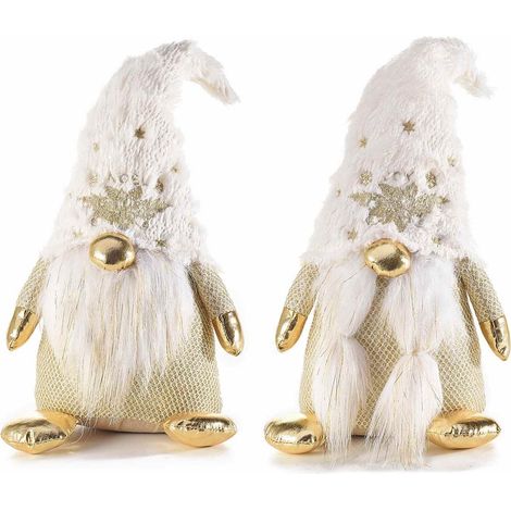 Babbo e Mamma Natale con Cappello in Pelliccia Sintetica Pupazzetti Natalizi con Dettagli Dorati per Addobbare Casa e Negozi Set da 2 Pezzi (1/2)