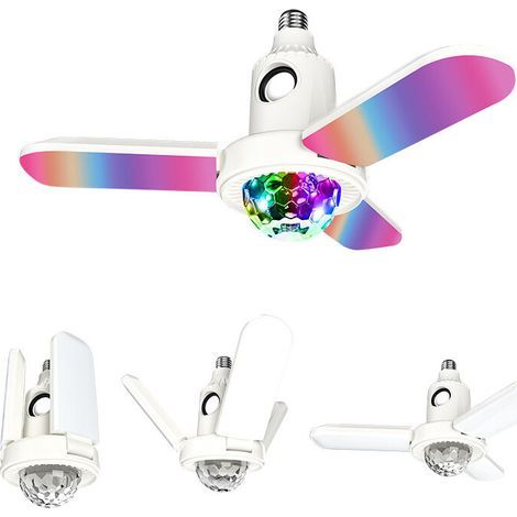 E27 RGB LED-Deckenventilator mit 3 Flügeln, verformbar, mit Bluetooth-Musikfunktion (1/5)