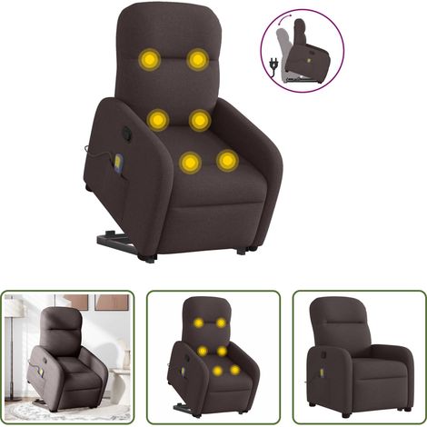 vidaXL Massagessessel -  Massagesessel mit Aufstehhilfe Dunkelbraun Stoff