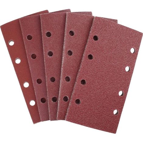 Galozzoit – Packung mit 25 Schleifblättern 93 x 185 mm – 8 Löcher für Exzenterschleifer – Körnungen 40/60/80/120/240 – Aluminiumoxid für Präzisionspolieren