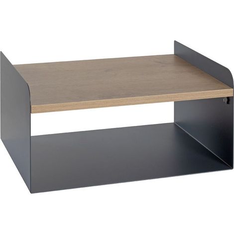 Étagère Murale 2 Niveaux "Korfu" 40cm Anthracite & Chêne (1/5)