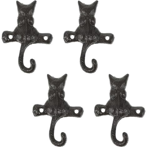 de 4 patères murales OUNONA en fonte à motif chat style