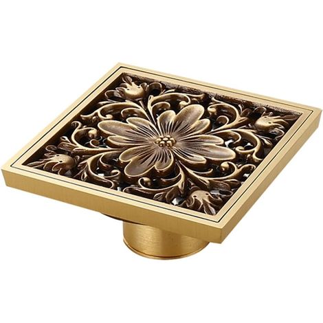 Bonde de sol salle bain, douche carrée 10 cm (4 pouces) en laiton (1/5)