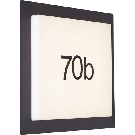 Brilliant LED Außen-Wandleuchte Sten LED Außenlampe, Hausnummern, 30x30 cm, 1600 lm, 3000 K, weiß/schwarz