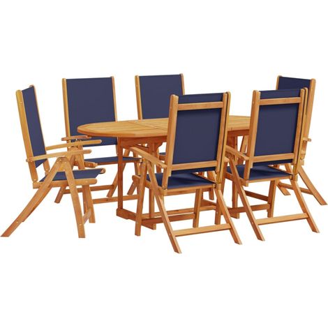 Set Pranzo da Giardino 7pz Legno Massello di Acacia e Textilene vidaXL (1/5)