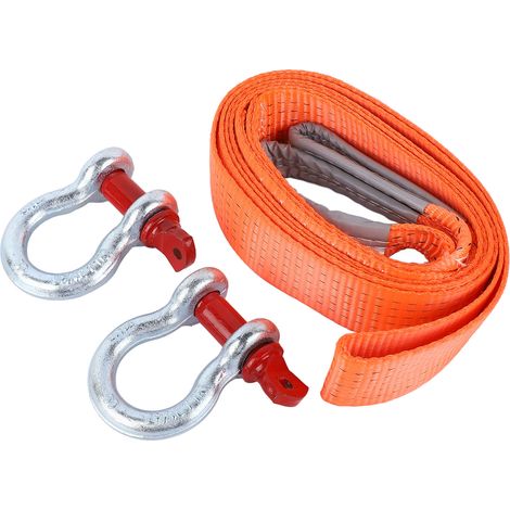 Sangle de remorquage 6T, résistante et renforcée, corde de dépannage 4m pour voiture, camion, 4x4, SUV, ATV, kit de traction d'urgence robuste (1/5)