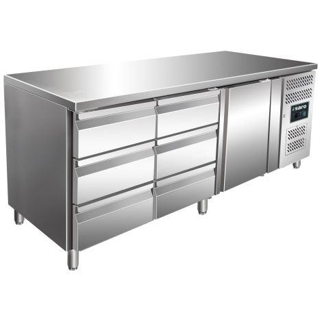Table réfrigérée - 1 porte - 6 tiroirs - Inox - Saro