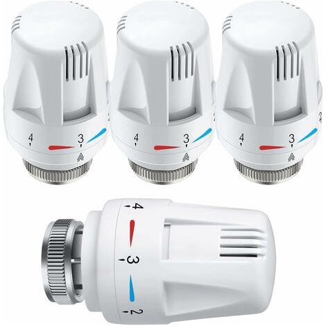 Pair - Tête thermostatique 4 pièces M30 x 1,5 – Raccords filetés pour radiateurs compacts – Protection antigel – Contrôle de température précis (1/5)