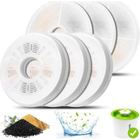 Filtre Fontaine Eau Chat, Pack de 6 Filtres à Triple Action pour abreuvoir pour chat Compatible Avec Distributeur d'eau pour animaux 3L, Filtre De Remplacement avec Charbon Actif