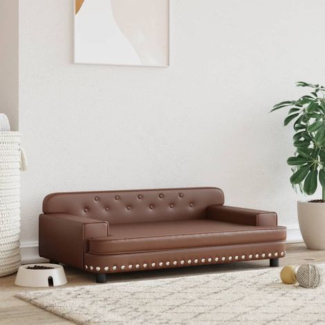 Cama para perros de cuero sintético marrón 90x53x30 cm vidaXL (1/5)
