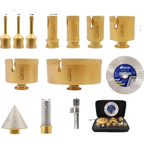 Diamantbohrer Set, 13-teiliges Werkzeugset, vielseitige Anwendungen, 13Stück, M14 Gewinde (1/2)