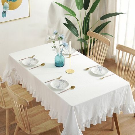 Nappe rectangulaire en lin beige, résistante, idéale pour les repas et les pique-niques, 100 x 140 cm (1/5)
