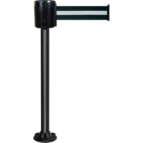 Poteau alu noir sangle noir/argent 10m x 100mm socle fixe (1/3)