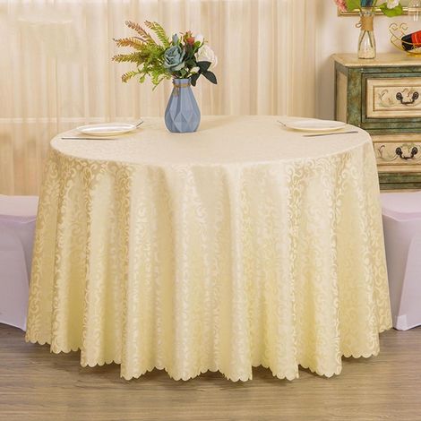 Nappe ronde 200cm Beige Jaune Polyester pour table basse & table à manger