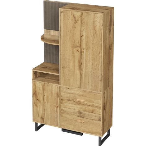 Garde-robe compacte pour entrée et couloir, armoire murale, étagère d’entrée et de couloir, penderie avec panneaux rembourrés, meuble à chaussures, (L x H x P): 110x186x38 cm (1/5)