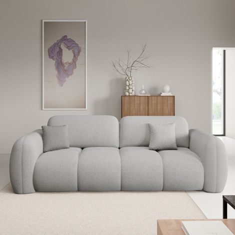 3-Sitzer-Sofa mit Bettkasten Livio Hellgrau