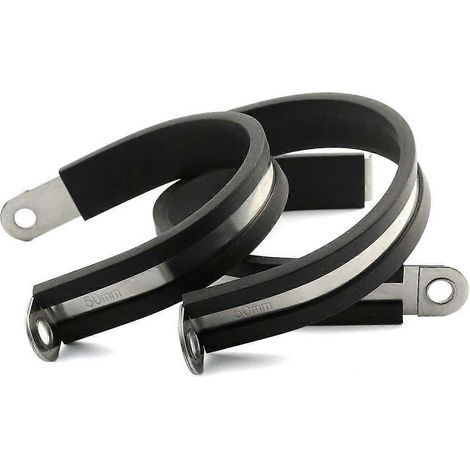6pcs 2 inch(50mm) Rubber Cushioned Cable Clamp 304 Stainless Steel Hose Clamp (1/4)