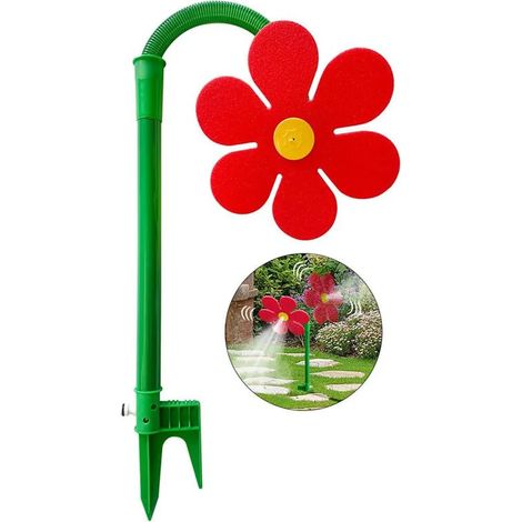 Aspersor de césped, aspersor de flores giratorio de 360°, divertido aspersor de jardín, apto para niños y perros, para regar y jugar en el jardín, color rojo. (1/3)