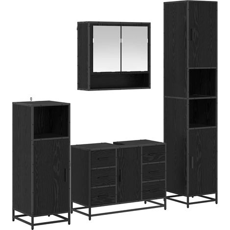 Maison Exclusive - Badezimmermöbel-Set 4 pcs Schwarz Eichen-Optik