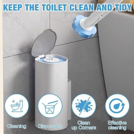 Brosse WC - 2 Unités avec 48 Têtes de Rechange - Poignée 40 cm - Pour Toilettes Domestiques et Commerciales (1/5)