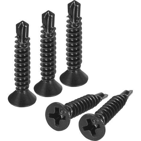 50pcs 8 x 1" Feuille Métal Vis Noir Oxyde 410 Inox Acier (1/5)