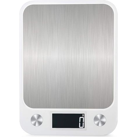 Báscula de Cocina Inteligente con 7 Unidades de Pesaje Pantalla LED 22lb Capacidad de Peso Acero Inoxidable Superior para Café Meal Prep Cocinar Hornear Blanco (1/3)