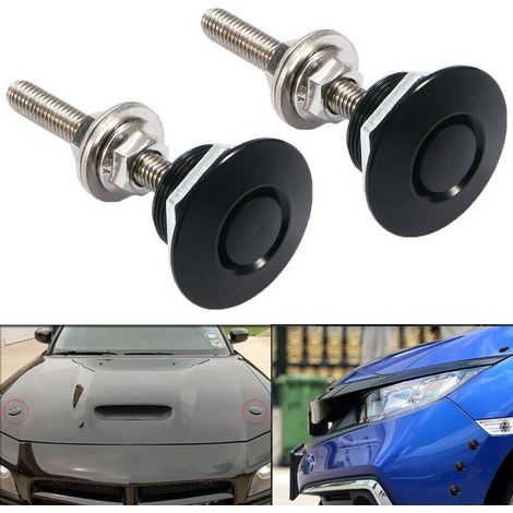 Chiusure a sgancio rapido per auto, anello di contorno del cofano in alluminio, kit targa paraurti GM (nero), 2 confezioni (1/5)