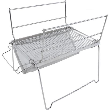 Grille de barbecue de camping en acier inoxydable résistant à la température, pliable et portable, argentée, pour la cuisson (1/5)