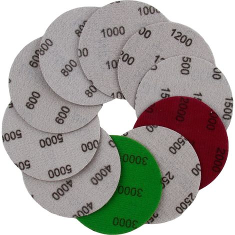 60 Pièces Disques de Ponçage 75mm Grain 600/800/1000/1200/1500/2000/2500/3000/4000/5000, Disques Abrasifs Auto-Agrippants Papier de Verre Sec à l'Eau Disques Abrasifs Ronds pour Métal Bois Miroir (1/5)