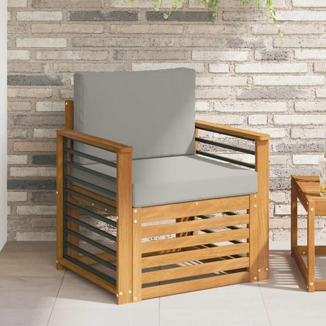 Outdoor-Sofagarnitur Massives Akazienholz und Polyester Natur (1/5)
