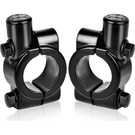 2-teilige Motorradspiegelhalterung für 22-mm-Lenkerbefestigung - für 10-mm-Seitenspiegel, Aluminium (schwarz) (1/4)