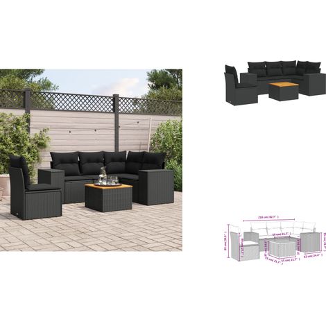 Salon de jardin 6 pcs avec coussins noir résine tressée - Ensemble Salon De Jardin - Meuble Extérieur - Jardin Design - Mobilier De Jardin - Chaise Lounge (1/3)
