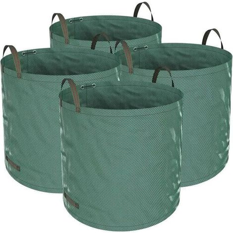 Sac de jardin - 272 L (lot de 4) - Autoportant et pliable - Résistant aux déchirures et réutilisable - 4 poignées renforcées (1/4)