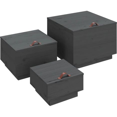 Maison Exclusive - Cajas de almacenaje con tapa 3 pzas madera mac